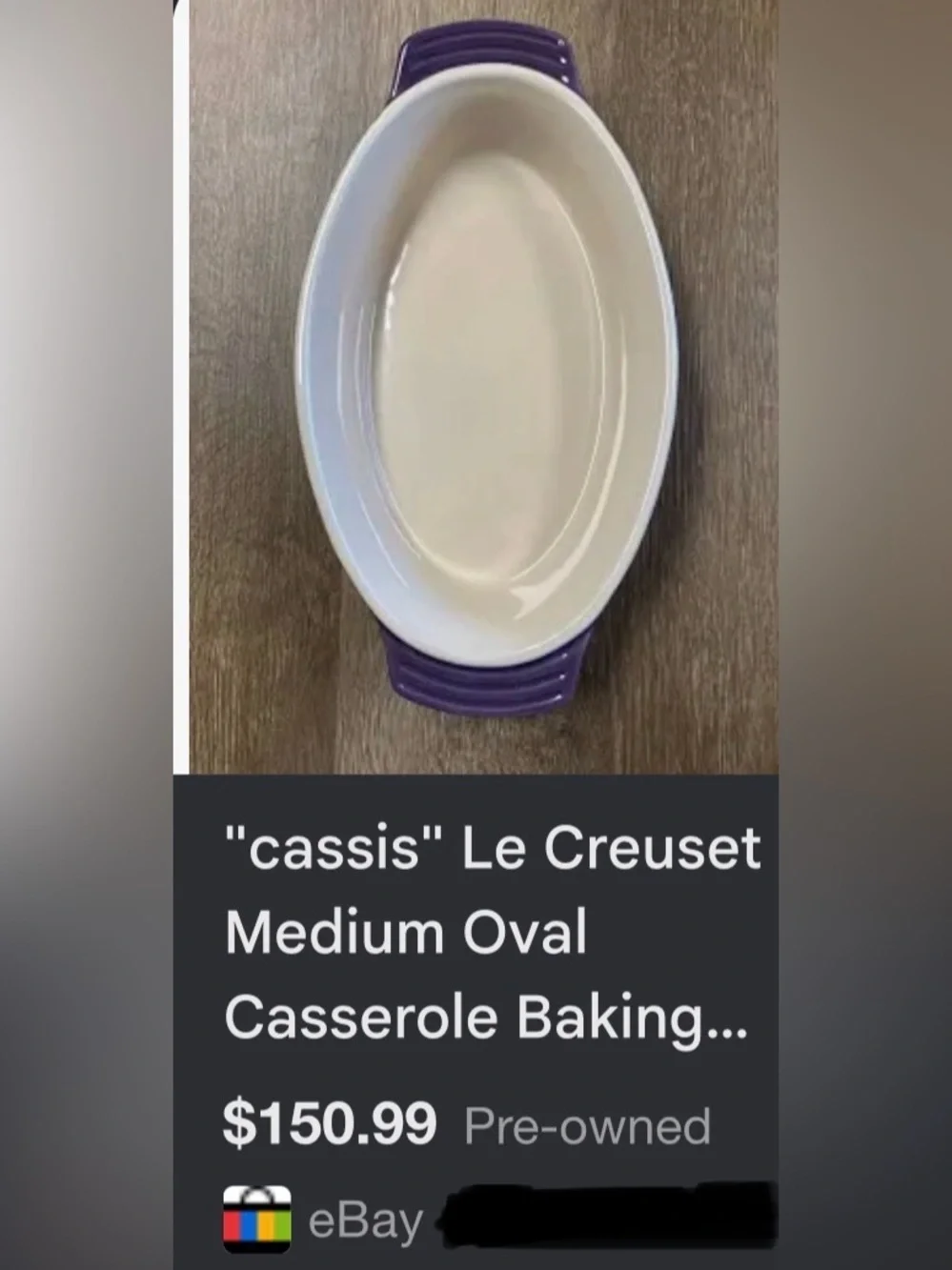 NWT Le Creuset Oval Dish in Cassis 35/28cm